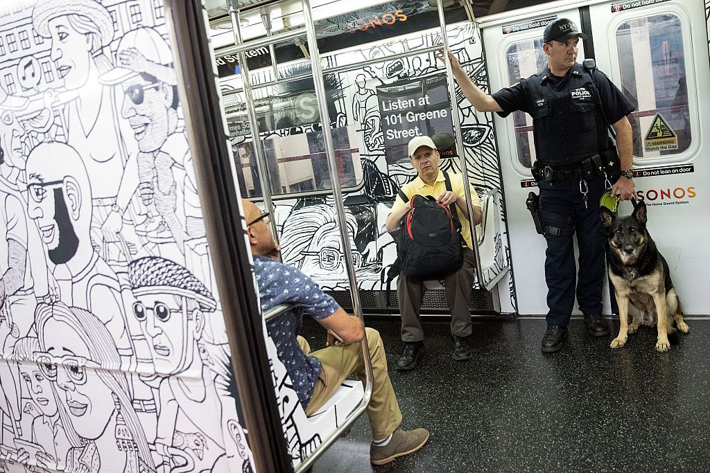 NYPD on the subway on Sunday (Getty Images)